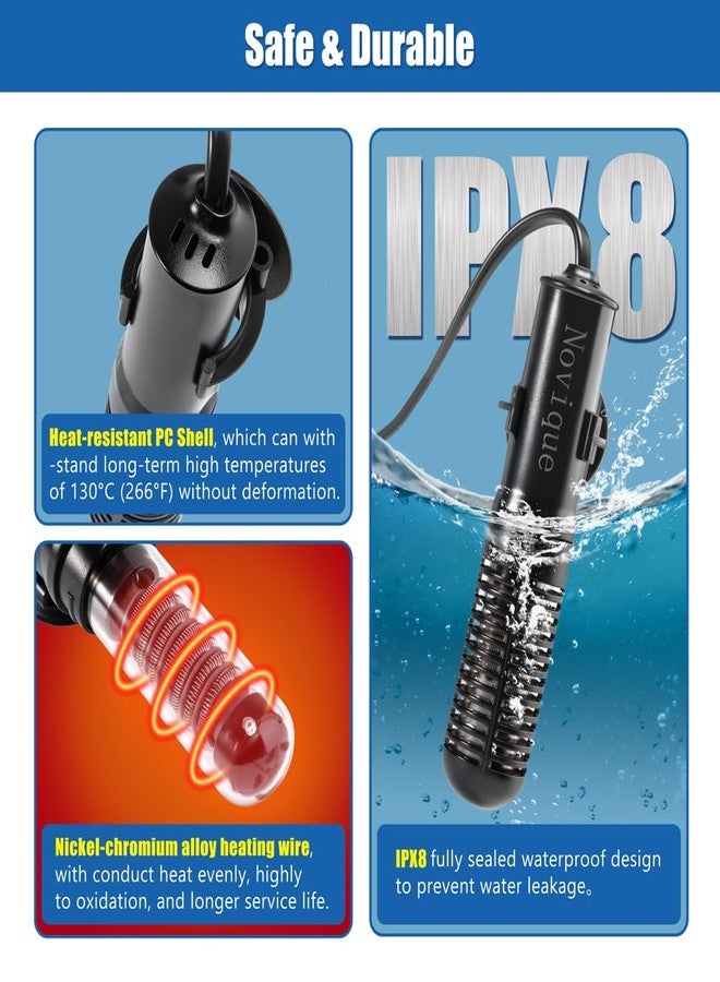 سخان حوض السمك الصغير نوفيك 25 واط، سخان غاطس للحفاظ على درجة حرارة ثابتة، مناسب لأحواض أسماك البيتا، مع ملصق ترمومتر مجاني، مناسب لأحواض المياه المالحة والعذبة من 1 إلى 6 جالونات. - Image 4